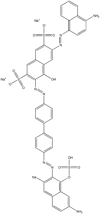 6-[(4-Amino-1-naphthalenyl)azo]-3-[[4'-[(7-amino-1-hydroxy-3-sodiosulfo-2-naphthalenyl)azo]-1,1'-biphenyl-4-yl]azo]-4-hydroxynaphthalene-2,7-disulfonic acid disodium salt 结构式