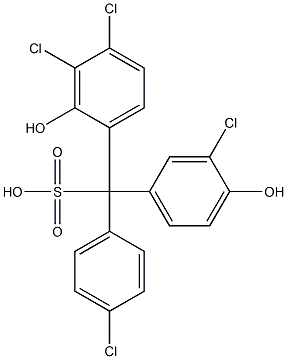 (4-Chlorophenyl)(3-chloro-4-hydroxyphenyl)(3,4-dichloro-2-hydroxyphenyl)methanesulfonic acid 结构式