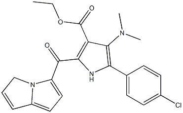 5-(4-Chlorophenyl)-4-dimethylamino-2-(pyrrolizinocarbonyl)-1H-pyrrole-3-carboxylic acid ethyl ester 结构式