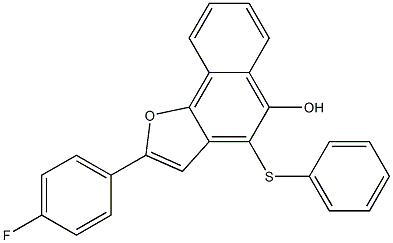 4-Phenylthio-2-(4-fluorophenyl)naphtho[1,2-b]furan-5-ol 结构式