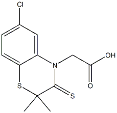 6-Chloro-2,2-dimethyl-2,3-dihydro-3-thioxo-4H-1,4-benzothiazine-4-acetic acid 结构式