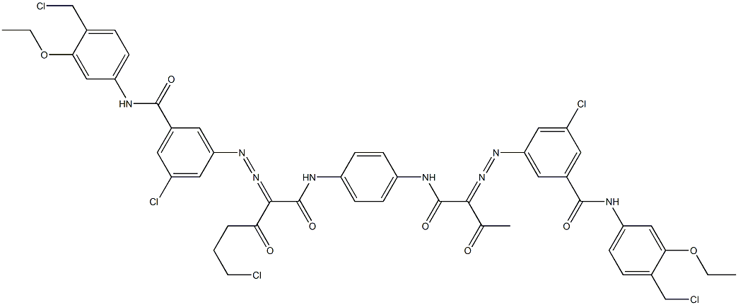 3,3'-[2-(2-Chloroethyl)-1,4-phenylenebis[iminocarbonyl(acetylmethylene)azo]]bis[N-[4-(chloromethyl)-3-ethoxyphenyl]-5-chlorobenzamide] 结构式