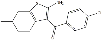 2-Amino-3-(4-chlorobenzoyl)-6-methyl-4,5,6,7-tetrahydrobenzo[b]thiophene 结构式