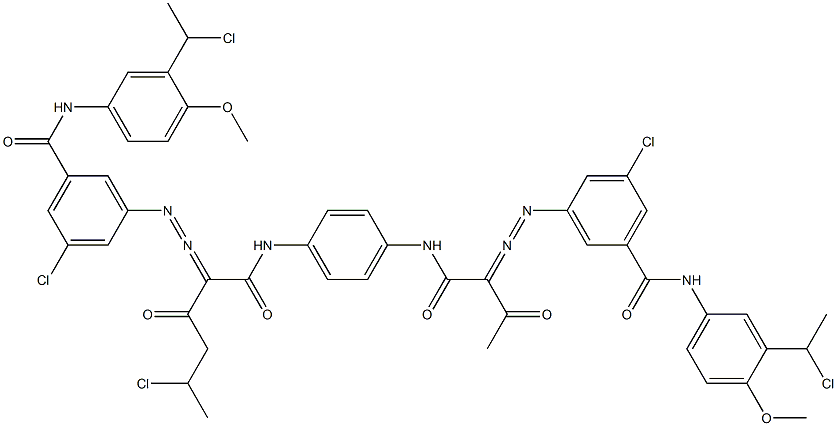 3,3'-[2-(1-Chloroethyl)-1,4-phenylenebis[iminocarbonyl(acetylmethylene)azo]]bis[N-[3-(1-chloroethyl)-4-methoxyphenyl]-5-chlorobenzamide] 结构式