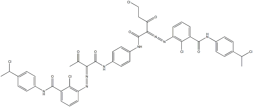 3,3'-[2-(Chloromethyl)-1,4-phenylenebis[iminocarbonyl(acetylmethylene)azo]]bis[N-[4-(1-chloroethyl)phenyl]-2-chlorobenzamide] 结构式