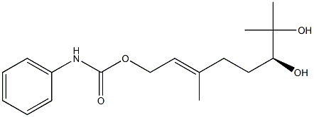 (-)-N-Phenylcarbamic acid [(2E,6S)-6,7-dihydroxy-3,7-dimethyl-2-octenyl] ester 结构式