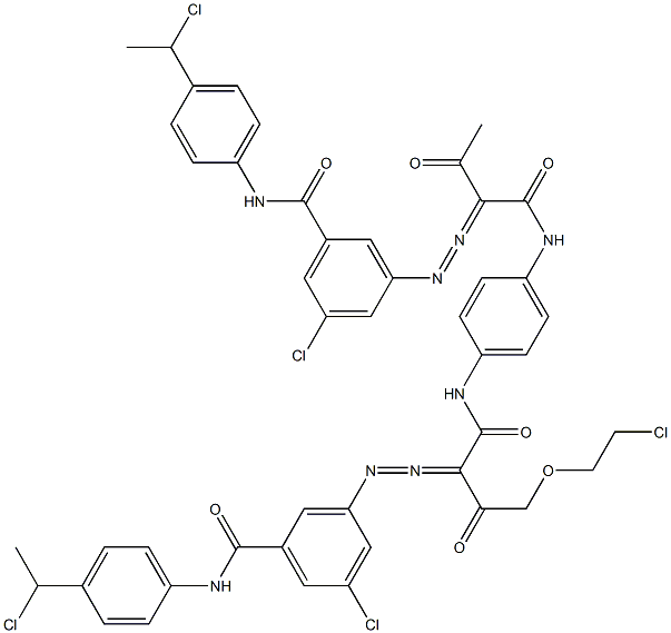3,3'-[2-[(2-Chloroethyl)oxy]-1,4-phenylenebis[iminocarbonyl(acetylmethylene)azo]]bis[N-[4-(1-chloroethyl)phenyl]-5-chlorobenzamide] 结构式