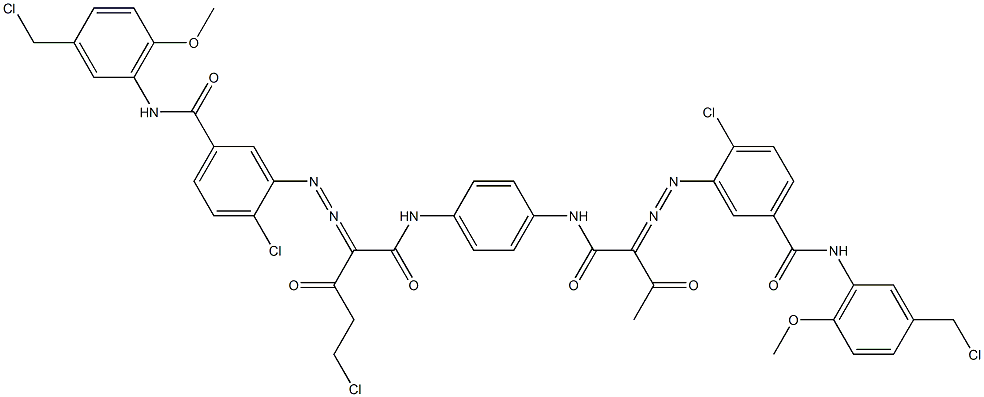 3,3'-[2-(Chloromethyl)-1,4-phenylenebis[iminocarbonyl(acetylmethylene)azo]]bis[N-[3-(chloromethyl)-6-methoxyphenyl]-4-chlorobenzamide] 结构式