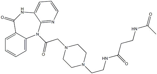 5,11-Dihydro-11-[[4-[2-[3-(acetylamino)propanoylamino]ethyl]-1-piperazinyl]acetyl]-6H-pyrido[2,3-b][1,4]benzodiazepin-6-one 结构式