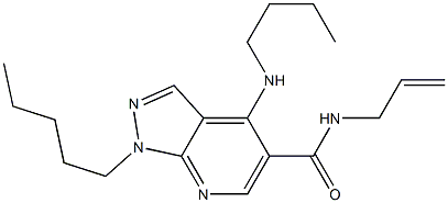 1-Pentyl-4-(butylamino)-N-(2-propenyl)-1H-pyrazolo[3,4-b]pyridine-5-carboxamide 结构式