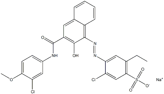3-Chloro-6-ethyl-4-[[3-[[(3-chloro-4-methoxyphenyl)amino]carbonyl]-2-hydroxy-1-naphtyl]azo]benzenesulfonic acid sodium salt 结构式