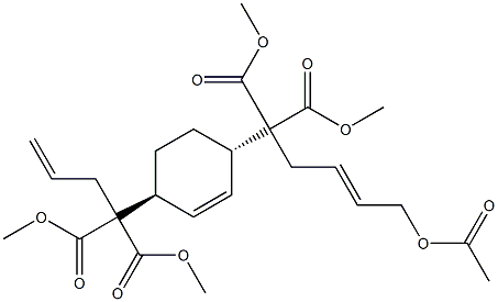 2-[(1S,4S)-4-[1,1-Bis(methoxycarbonyl)-3-butenyl]-2-cyclohexenyl]-2-[(E)-4-acetoxy-2-butenyl]malonic acid dimethyl ester 结构式