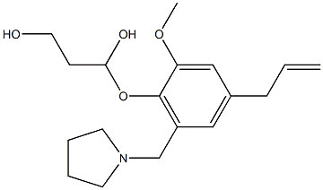 3-[4-Allyl-2-methoxy-6-(1-pyrrolidinylmethyl)phenoxy]-1,3-propanediol 结构式