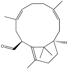 (2S,4E,8E,11R)-4,8,14,15,15-Pentamethylbicyclo[9.3.1]pentadeca-1(14),4,8-triene-2-carbaldehyde 结构式