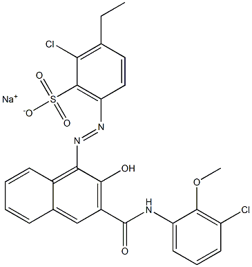 2-Chloro-3-ethyl-6-[[3-[[(3-chloro-2-methoxyphenyl)amino]carbonyl]-2-hydroxy-1-naphtyl]azo]benzenesulfonic acid sodium salt 结构式