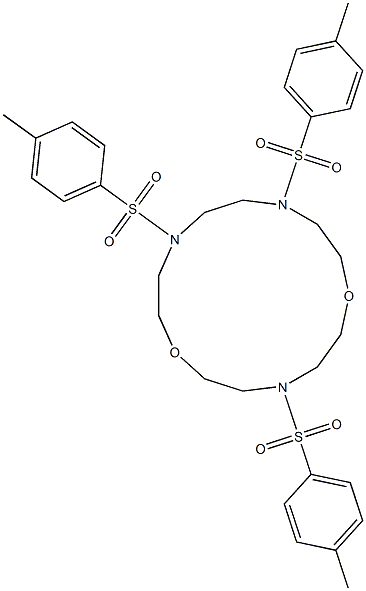 4,10,13-Tris(4-methylphenylsulfonyl)-1,7-dioxa-4,10,13-triazacyclopentadecane 结构式