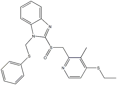 1-Phenylthiomethyl-2-[(4-ethylthio-3-methyl-2-pyridinyl)methylsulfinyl]-1H-benzimidazole 结构式