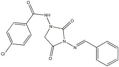 N-(3-(Benzylideneamino)-2,4-dioxoimidazolidin-1-yl)-4-chlorobenzamide 结构式