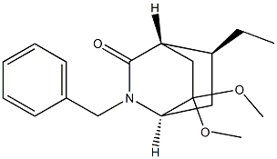 (1R,4S,5S)-2-Benzyl-7,7-dimethoxy-5-ethyl-2-azabicyclo[2.2.2]octan-3-one 结构式