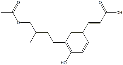 (E)-3-[4-Hydroxy-5-[(E)-4-acetoxy-3-methyl-2-butenyl]phenyl]acrylic acid 结构式