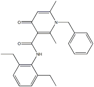 1-Benzyl-1,4-dihydro-2,6-dimethyl-N-(2,6-diethylphenyl)-4-oxopyridine-3-carboxamide 结构式