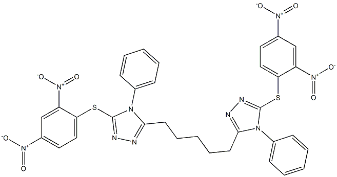 5,5'-(1,5-Pentanediyl)bis[4-(phenyl)-3-(2,4-dinitrophenylthio)-4H-1,2,4-triazole] 结构式