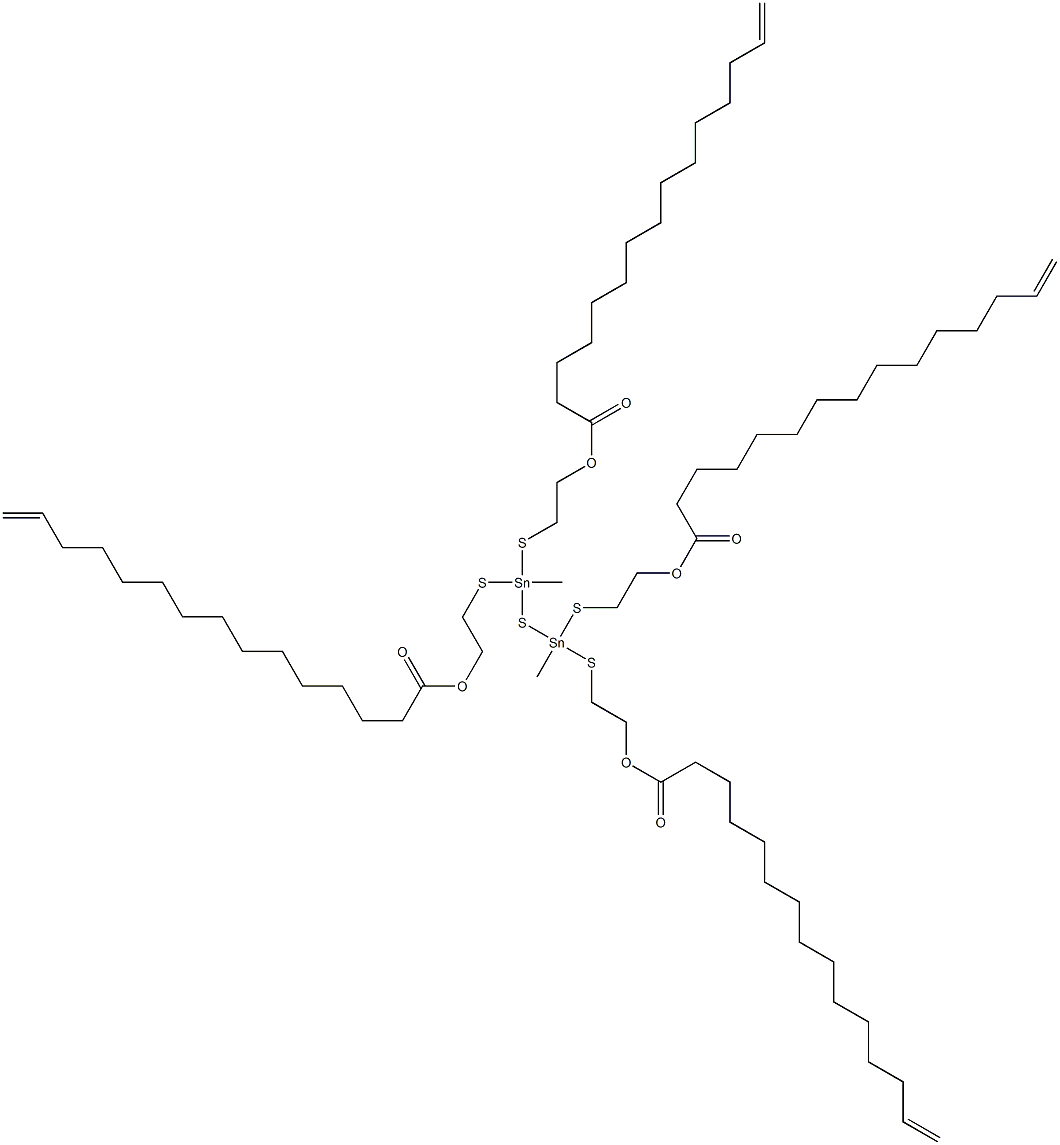 Bis[methylbis[[2-(13-tetradecenylcarbonyloxy)ethyl]thio]stannyl] sulfide 结构式