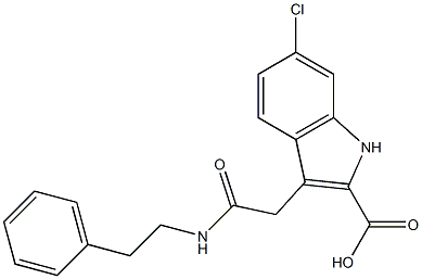 6-Chloro-3-[(2-phenylethyl)carbamoylmethyl]-1H-indole-2-carboxylic acid 结构式