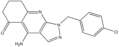 1-(4-Chlorobenzyl)-4-amino-1,6,7,8-tetrahydro-5H-pyrazolo[3,4-b]quinolin-5-one 结构式