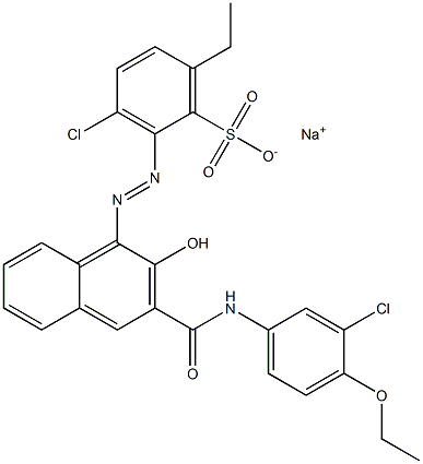 3-Chloro-6-ethyl-2-[[3-[[(3-chloro-4-ethoxyphenyl)amino]carbonyl]-2-hydroxy-1-naphtyl]azo]benzenesulfonic acid sodium salt 结构式