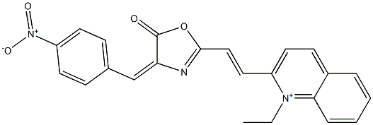 1-Ethyl-2-[2-[[4-(4-nitrobenzylidene)-4,5-dihydro-5-oxooxazol]-2-yl]ethenyl]quinolinium 结构式