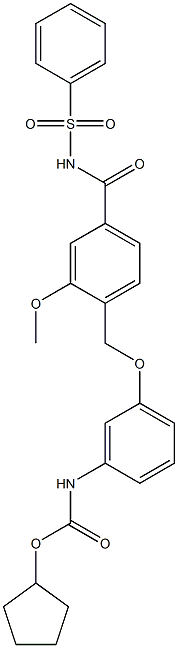 4-[3-(Cyclopentyloxycarbonylamino)phenoxymethyl]-3-methoxy-N-(phenylsulfonyl)benzamide 结构式