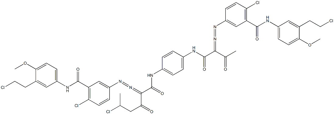 3,3'-[2-(1-Chloroethyl)-1,4-phenylenebis[iminocarbonyl(acetylmethylene)azo]]bis[N-[3-(2-chloroethyl)-4-methoxyphenyl]-6-chlorobenzamide] 结构式