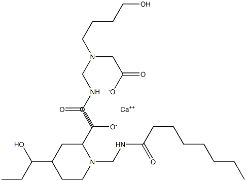 Bis[N-(4-hydroxybutyl)-N-(octanoylaminomethyl)aminoacetic acid]calcium salt 结构式