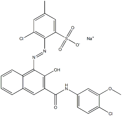 3-Chloro-5-methyl-2-[[3-[[(4-chloro-3-methoxyphenyl)amino]carbonyl]-2-hydroxy-1-naphtyl]azo]benzenesulfonic acid sodium salt 结构式