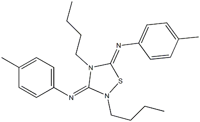 2,4-Dibutyl-3,5-bis[(4-methylphenyl)imino]-1,2,4-thiadiazolidine 结构式