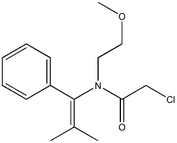 N-[1-(Phenyl)-2-methyl-1-propenyl]-N-[2-methoxyethyl]-2-chloroacetamide 结构式