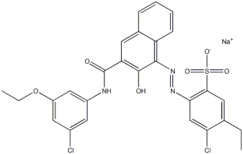 4-Chloro-3-ethyl-6-[[3-[[(3-chloro-5-ethoxyphenyl)amino]carbonyl]-2-hydroxy-1-naphtyl]azo]benzenesulfonic acid sodium salt 结构式