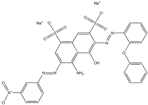 4-Amino-5-hydroxy-3-[(3-nitrophenyl)azo]-6-[(2-phenoxyphenyl)azo]naphthalene-1,7-disulfonic acid disodium salt 结构式