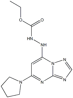 7-[N'-(Ethoxycarbonyl)hydrazino]-5-(pyrrolidin-1-yl)[1,2,4]triazolo[1,5-a]pyrimidine 结构式