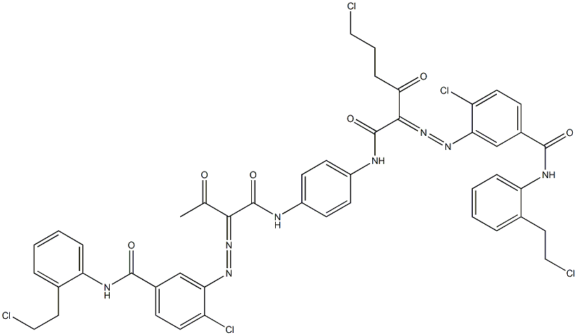 3,3'-[2-(2-Chloroethyl)-1,4-phenylenebis[iminocarbonyl(acetylmethylene)azo]]bis[N-[2-(2-chloroethyl)phenyl]-4-chlorobenzamide] 结构式