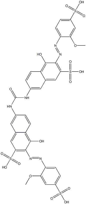 7,7'-(Carbonylbisimino)bis[4-hydroxy-3-[(2-methoxy-4-sulfophenyl)azo]-2-naphthalenesulfonic acid] 结构式