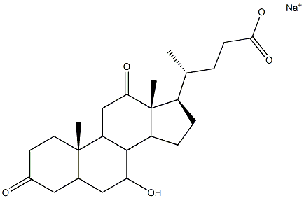 3,12-Dioxo-7-hydroxycholan-24-oic acid sodium salt 结构式