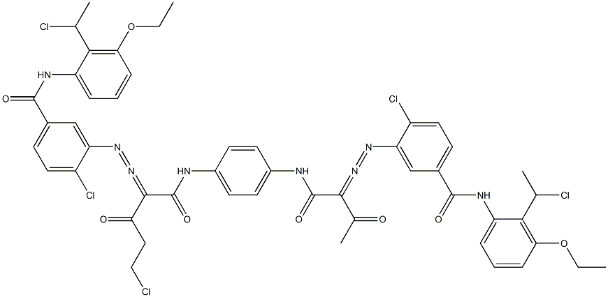 3,3'-[2-(Chloromethyl)-1,4-phenylenebis[iminocarbonyl(acetylmethylene)azo]]bis[N-[2-(1-chloroethyl)-3-ethoxyphenyl]-4-chlorobenzamide] 结构式