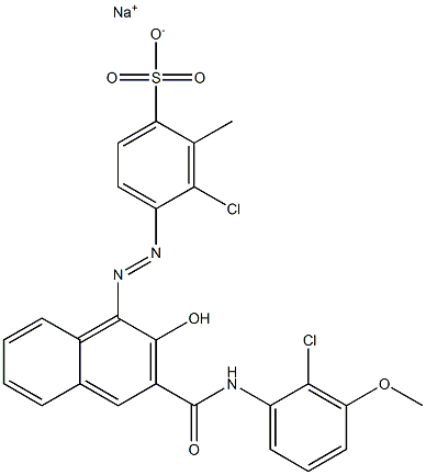 3-Chloro-2-methyl-4-[[3-[[(2-chloro-3-methoxyphenyl)amino]carbonyl]-2-hydroxy-1-naphtyl]azo]benzenesulfonic acid sodium salt 结构式