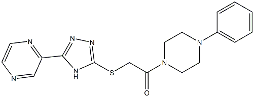 2-[[5-(Pyrazin-2-yl)-4H-1,2,4-triazol-3-yl]thio]-1-(4-phenylpiperazino)ethanone 结构式