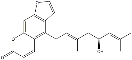 4-[(2E,5S)-5-Hydroxy-3,7-dimethyl-2,6-octadienyl]-7H-furo[3,2-g][1]benzopyran-7-one 结构式