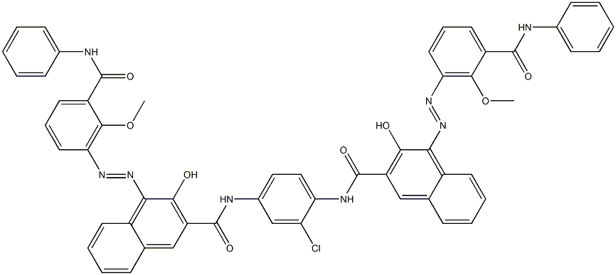 N,N'-(2-Chloro-1,4-phenylene)bis[4-[[6-methoxy-5-(phenylcarbamoyl)phenyl]azo]-3-hydroxy-2-naphthalenecarboxamide] 结构式