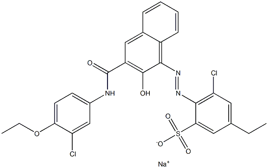 3-Chloro-5-ethyl-2-[[3-[[(3-chloro-4-ethoxyphenyl)amino]carbonyl]-2-hydroxy-1-naphtyl]azo]benzenesulfonic acid sodium salt 结构式