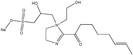 1-(2-Hydroxyethyl)-1-[2-hydroxy-3-(sodiooxysulfonyl)propyl]-2-(6-octenoyl)-2-imidazoline-1-ium 结构式